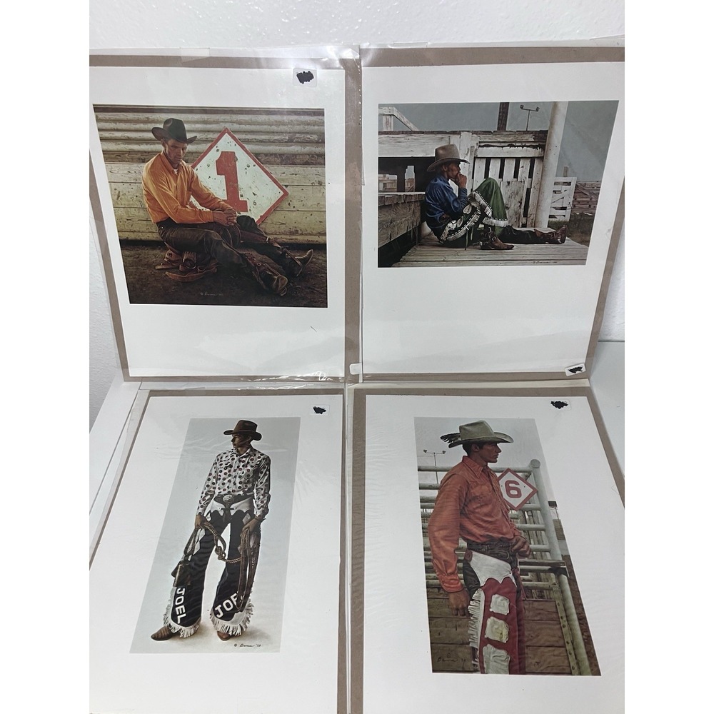 Lot Of 4 Portrait Cowboy Vintage James Bama Art Prints Various Sizes